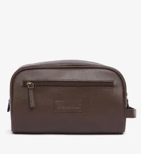 Barbour - Leather Wash Bag, Dark Brown