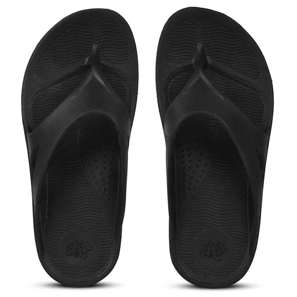 A-HA Casual Black Slippers For Men STEP-STAR By Liberty