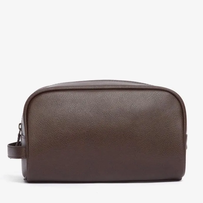 Barbour - Leather Wash Bag, Dark Brown