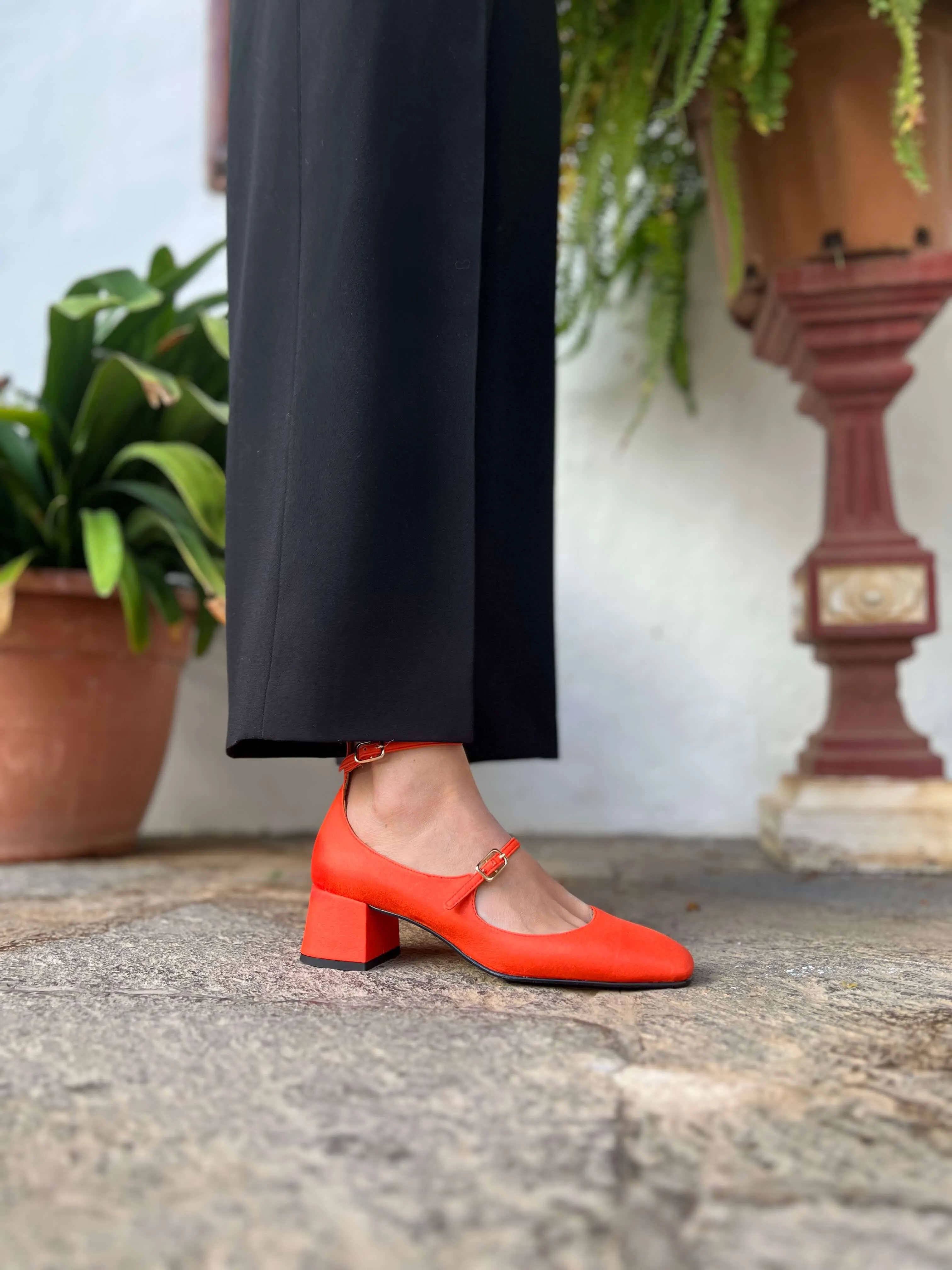 Belleville Vegan Eco Suede Heeled Pumps | Paprika