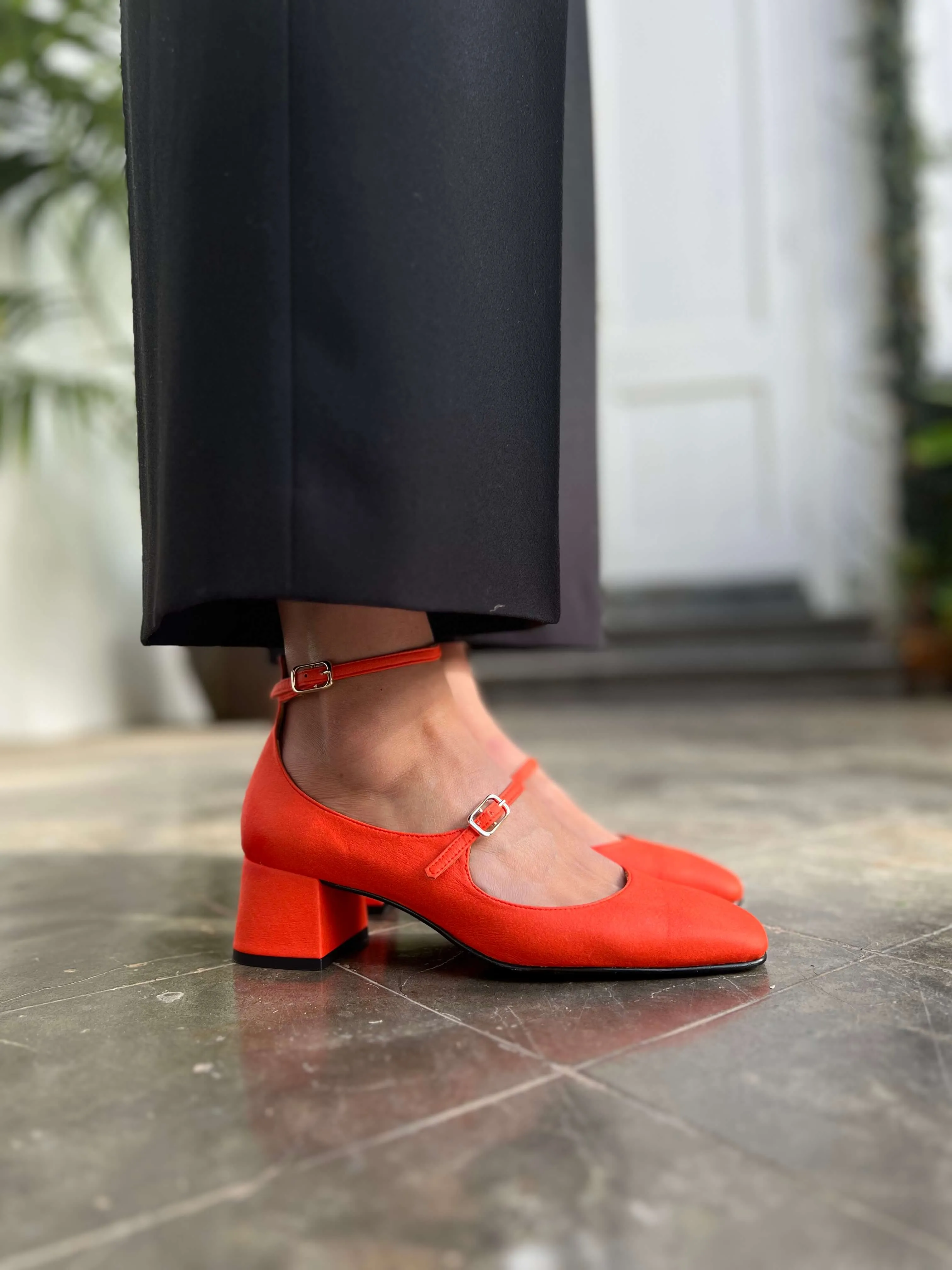 Belleville Vegan Eco Suede Heeled Pumps | Paprika