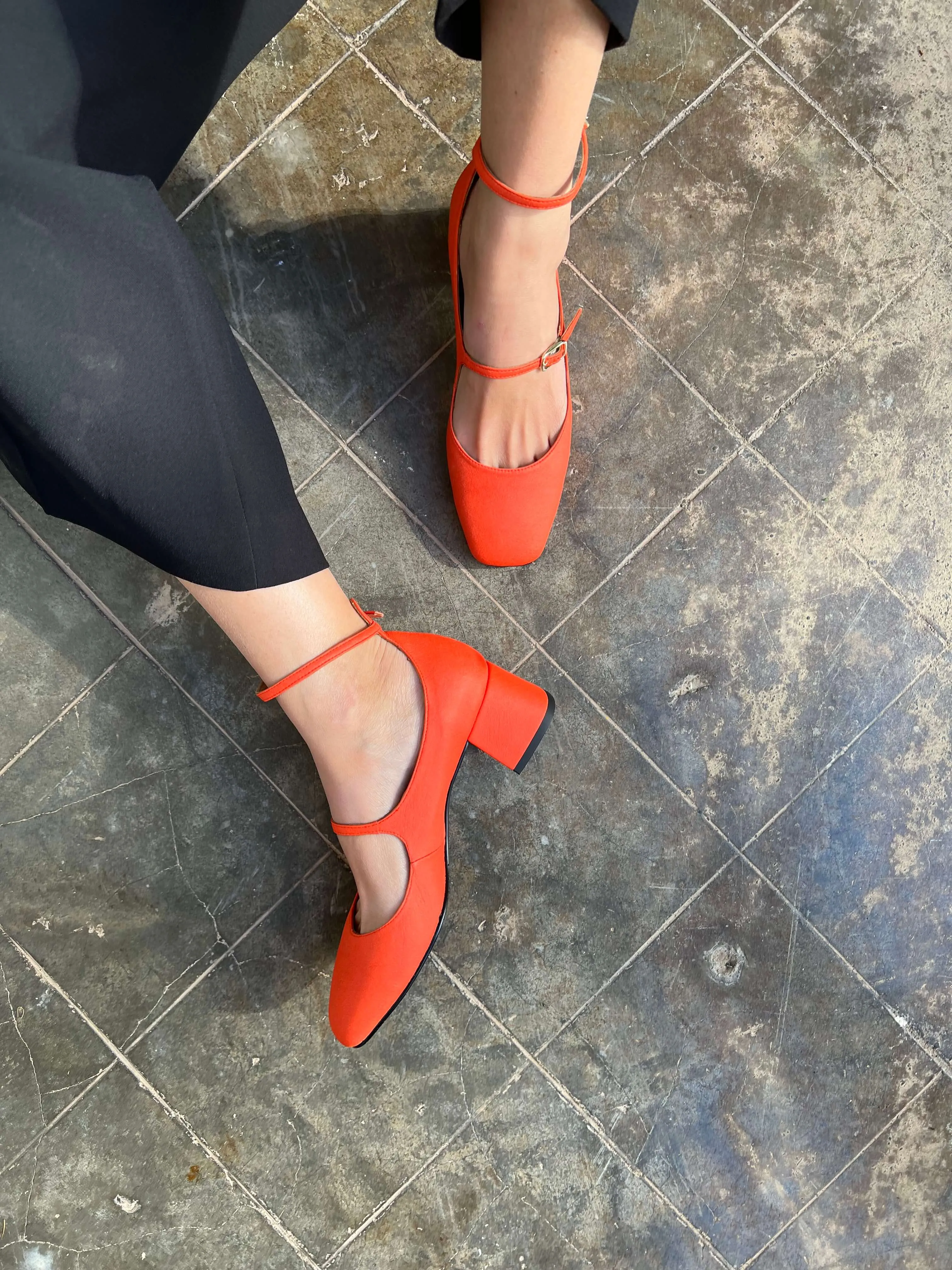 Belleville Vegan Eco Suede Heeled Pumps | Paprika