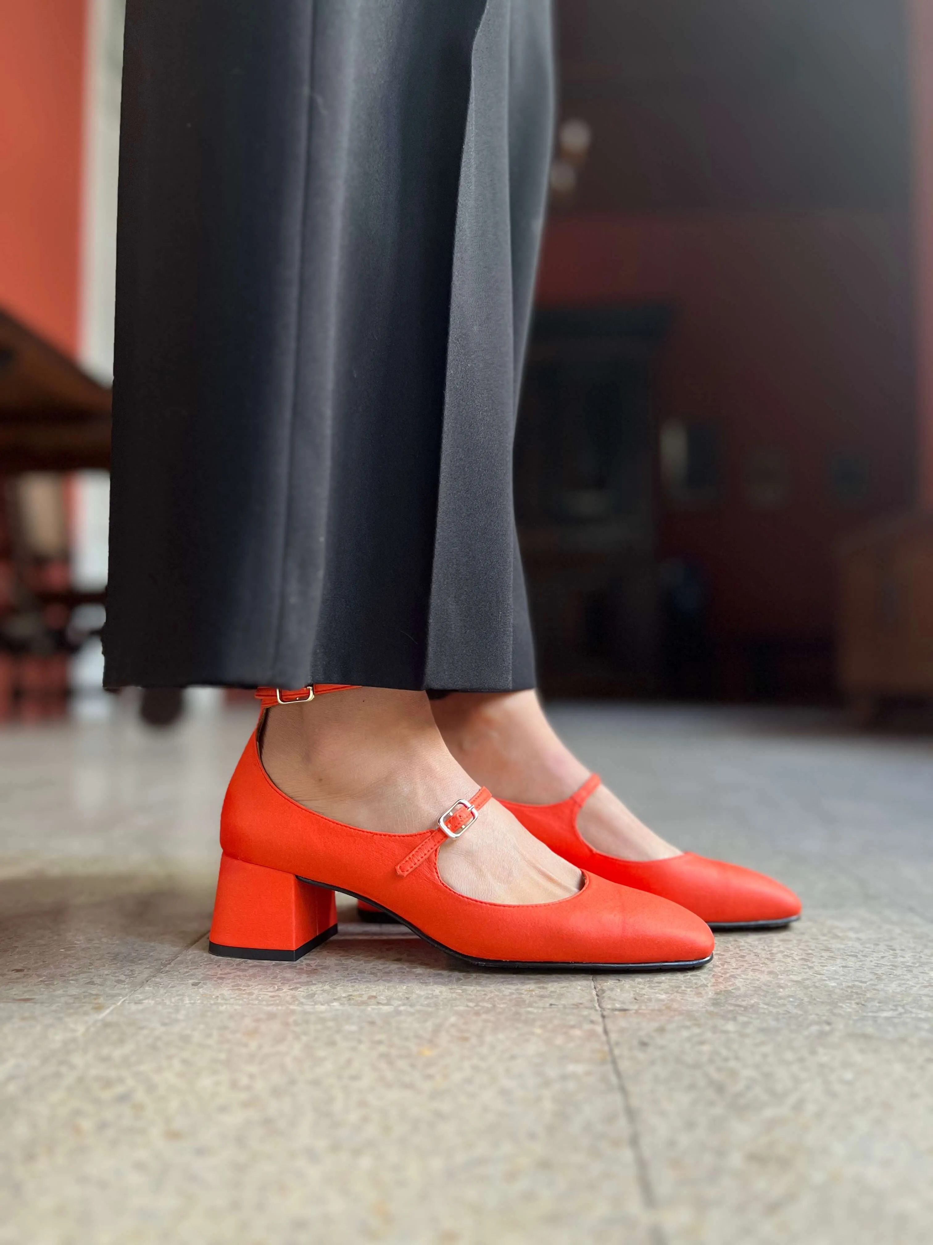 Belleville Vegan Eco Suede Heeled Pumps | Paprika