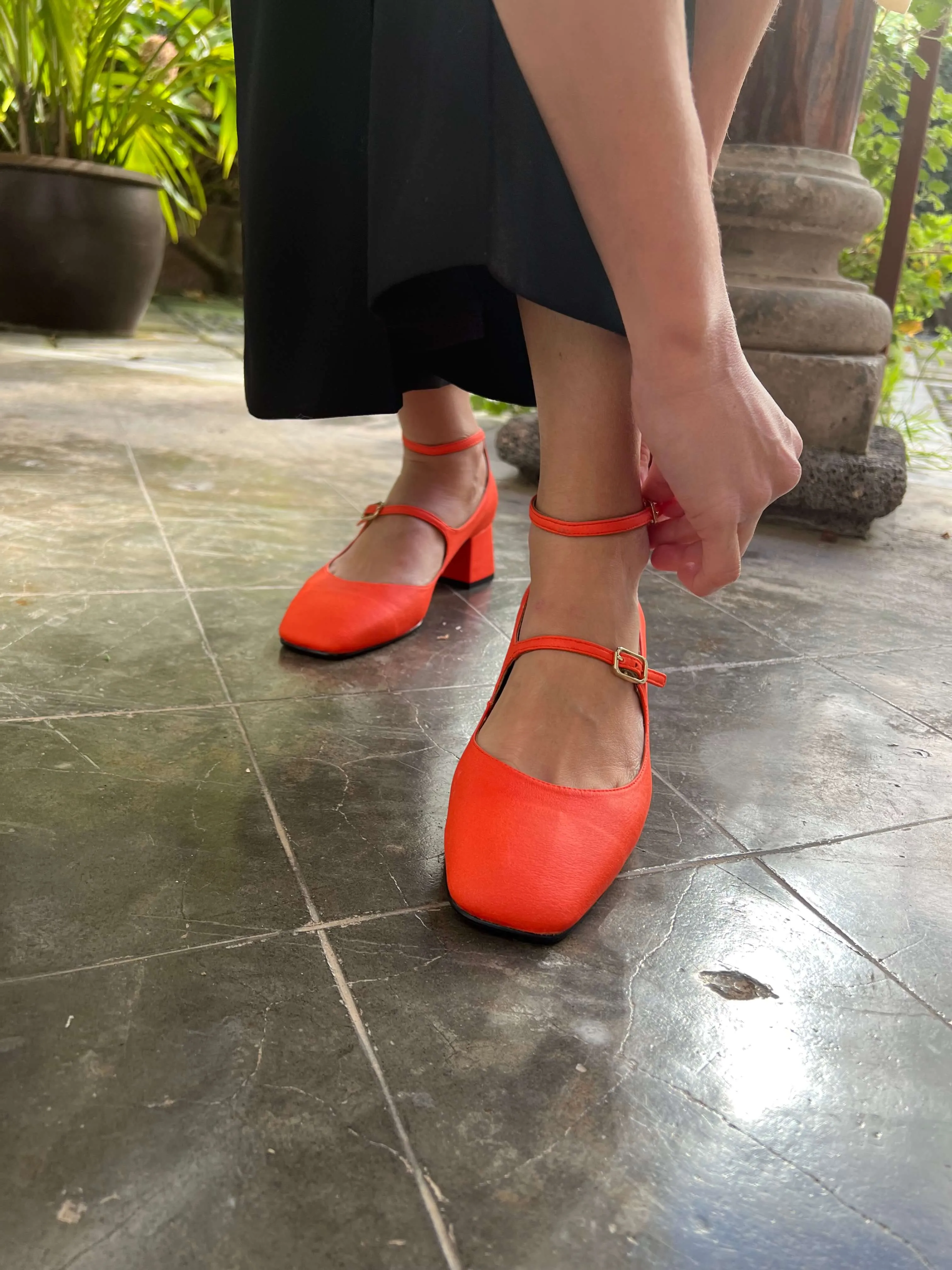 Belleville Vegan Eco Suede Heeled Pumps | Paprika