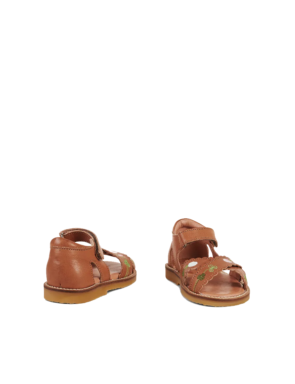 Blooming Clover Scallop Crossover Sandal - Cognac