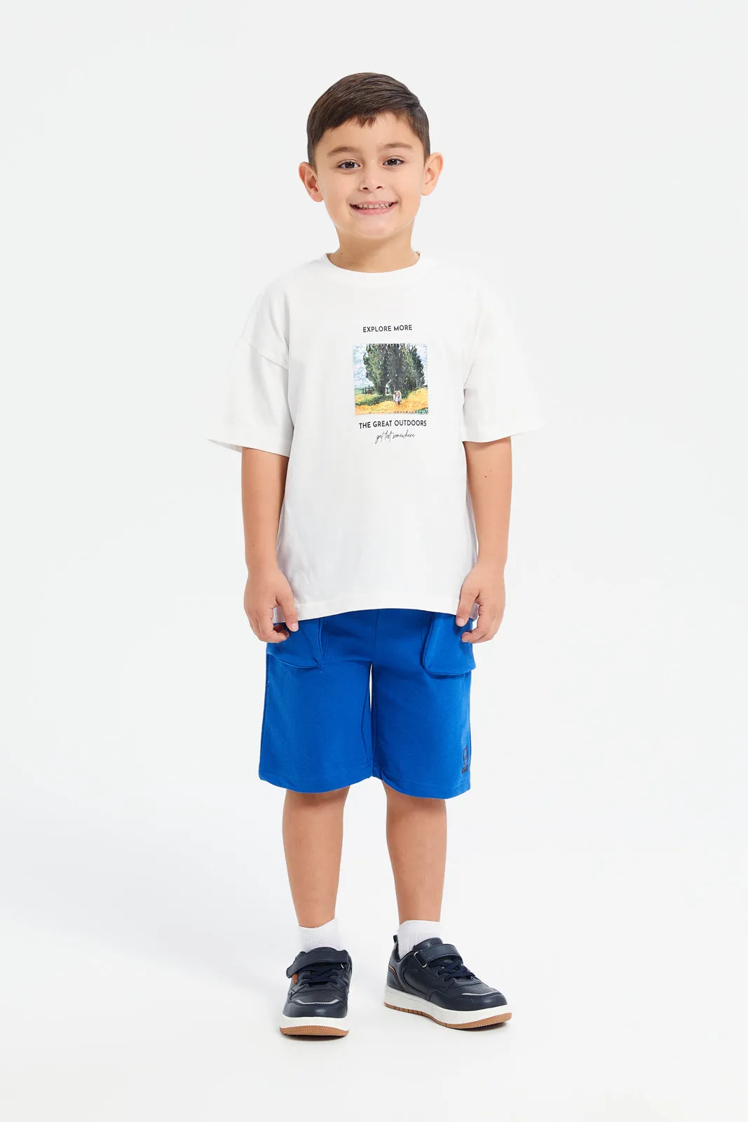 Boys Blue Basic Knit Shorts