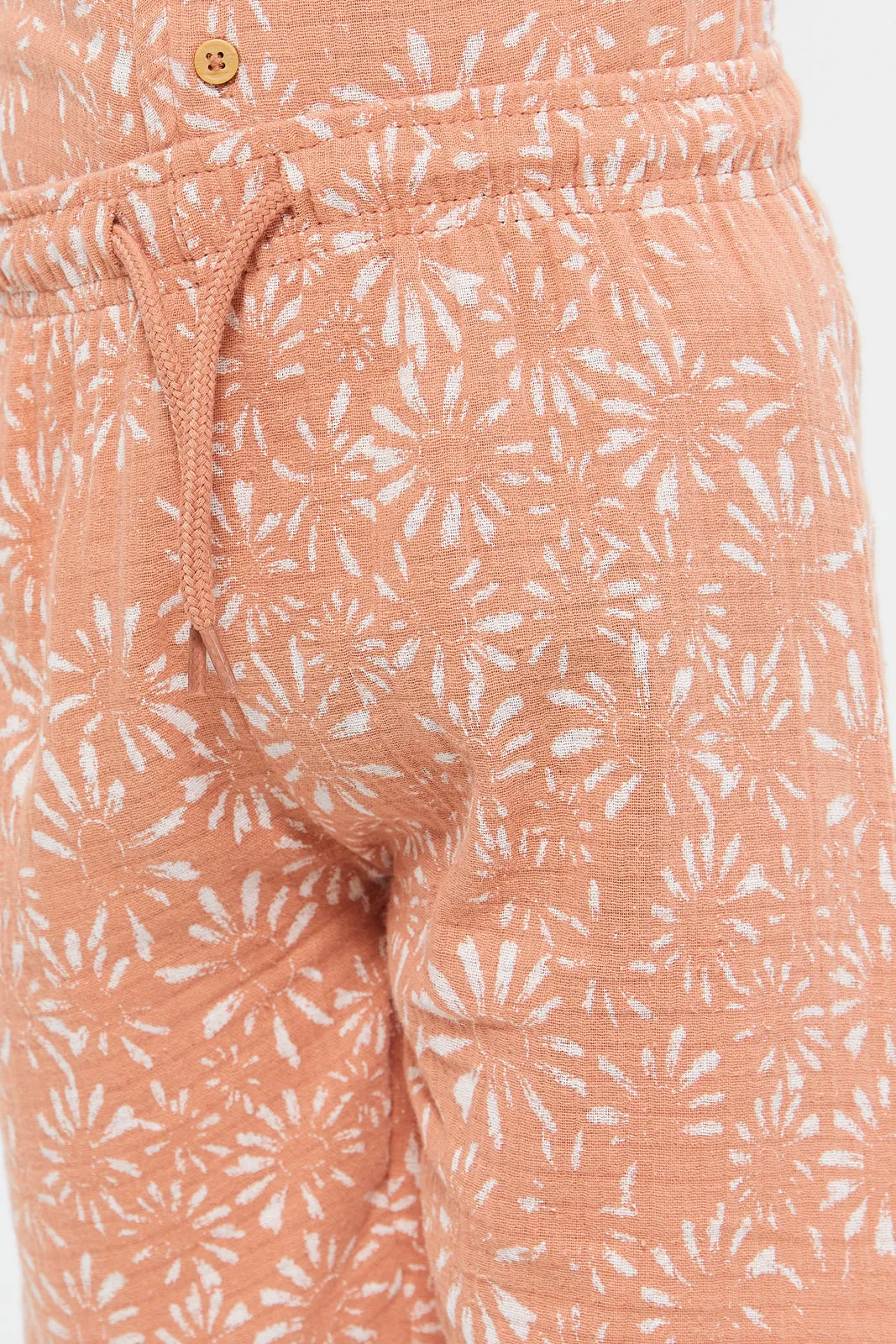 Boys Orange Printed Shorts