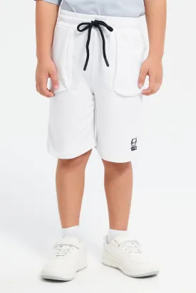 Boys White Basic Knit Shorts