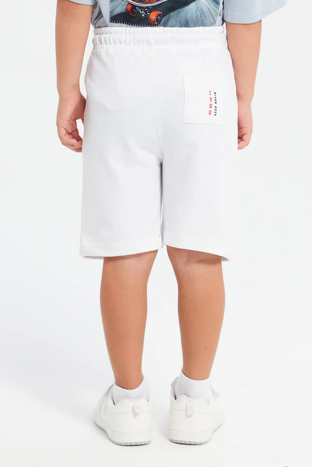 Boys White Basic Knit Shorts