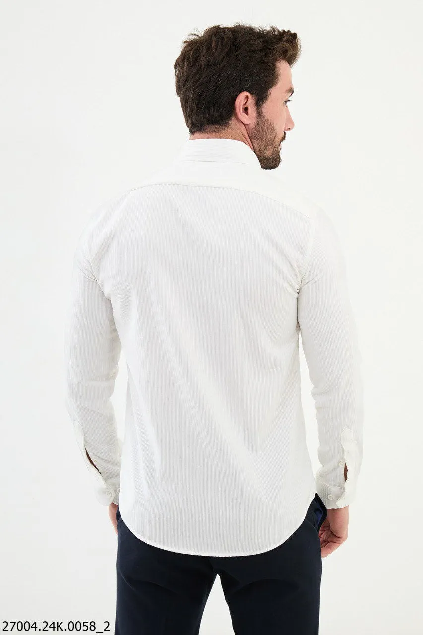 Classic Men's White Corduroy Shirt.