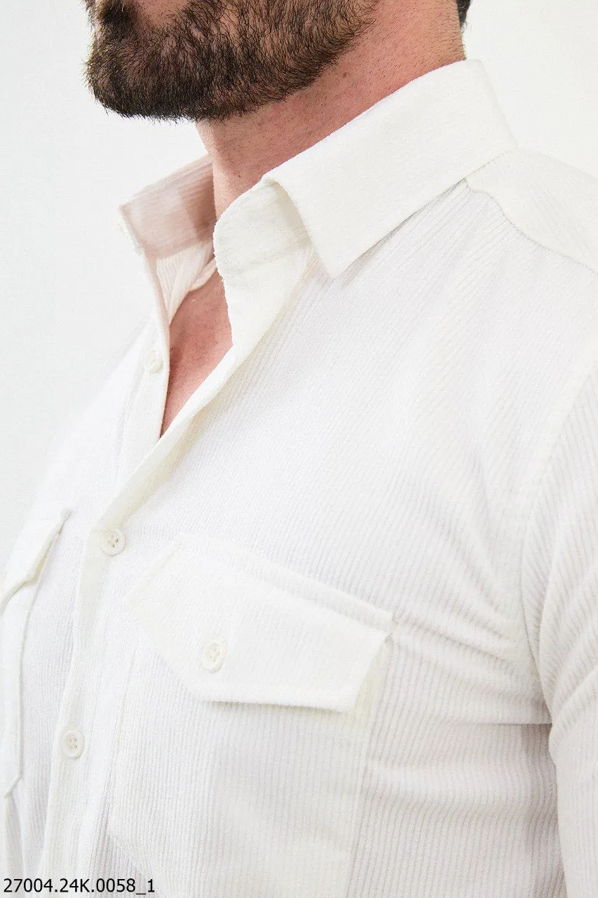 Classic Men's White Corduroy Shirt.