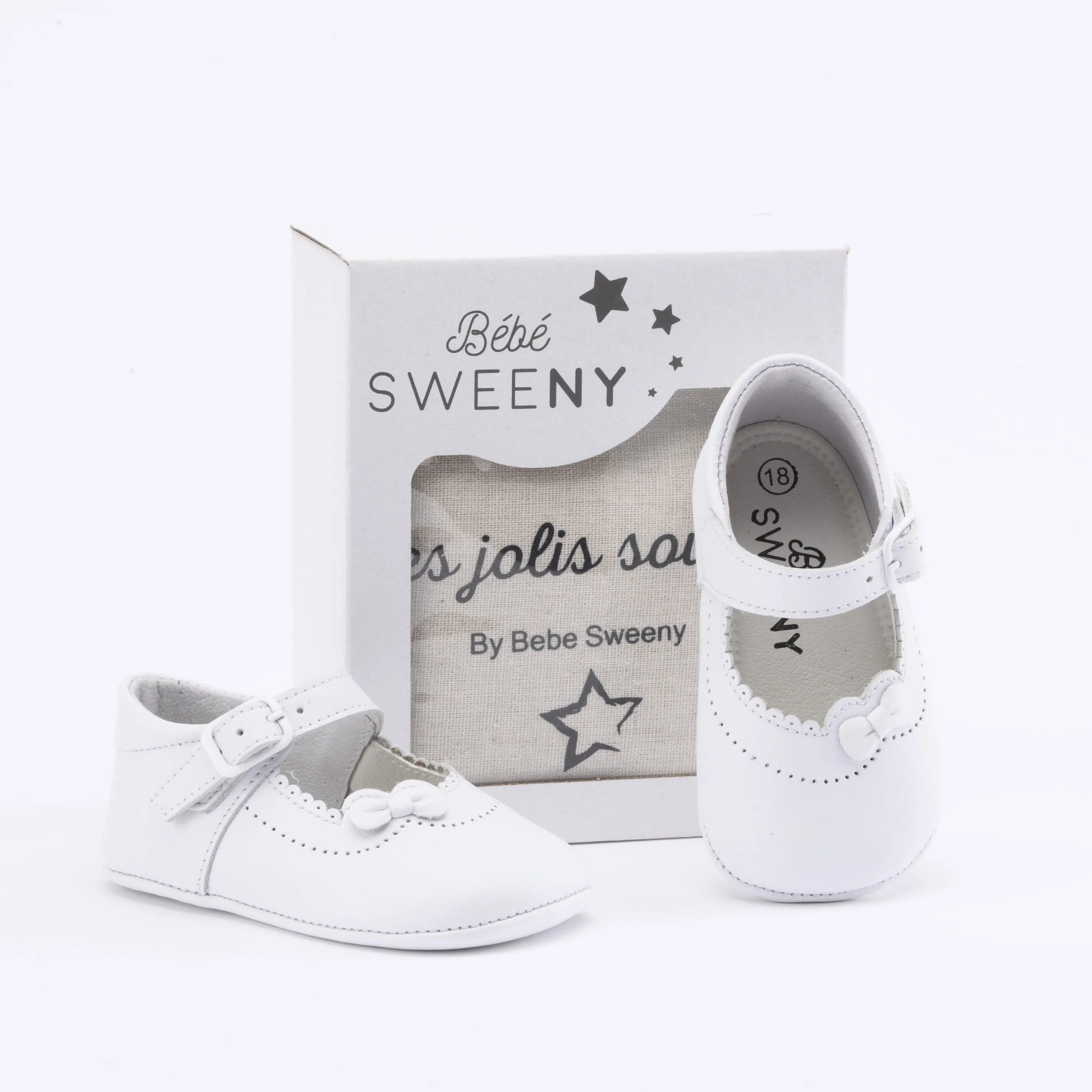 Girls White Leather Pre-Walker Shoes