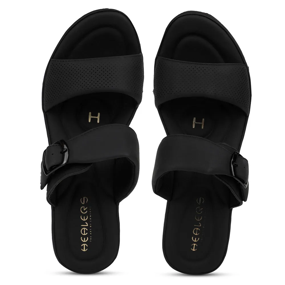 Healers Casual Black Slipper For Women ZQ-RN-L69 By Liberty