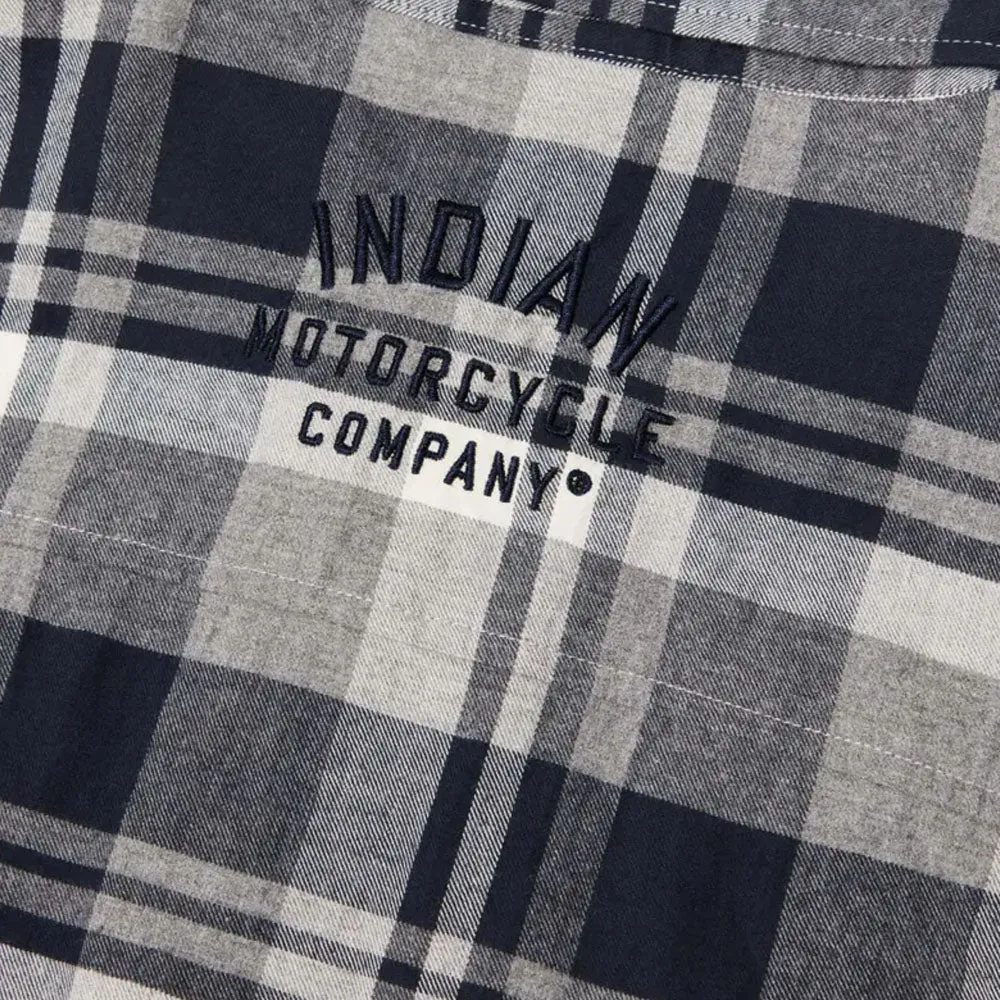 Indian Motorcycle  Mens Toledo Plaid Shirt Durable Comfortable Cotton Blend Blue