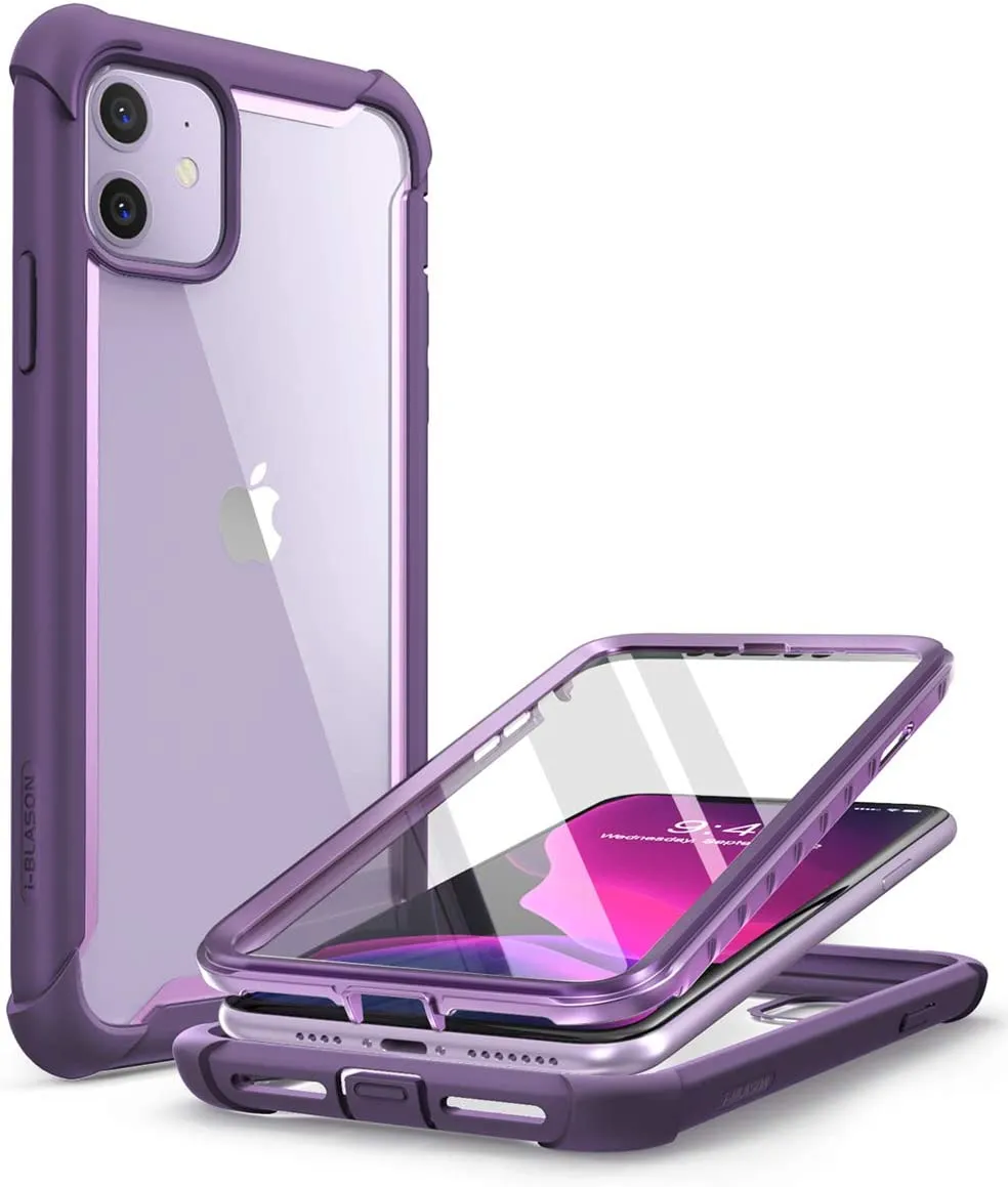 iPhone 11 6.1 inch , Dual Layer Rugged Case Built-in Screen Protector (Purple)