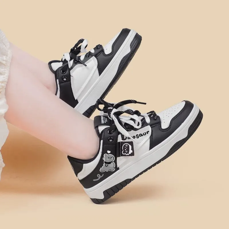 Kawaii Dinosaur Chunky Black Shoes - Unisex