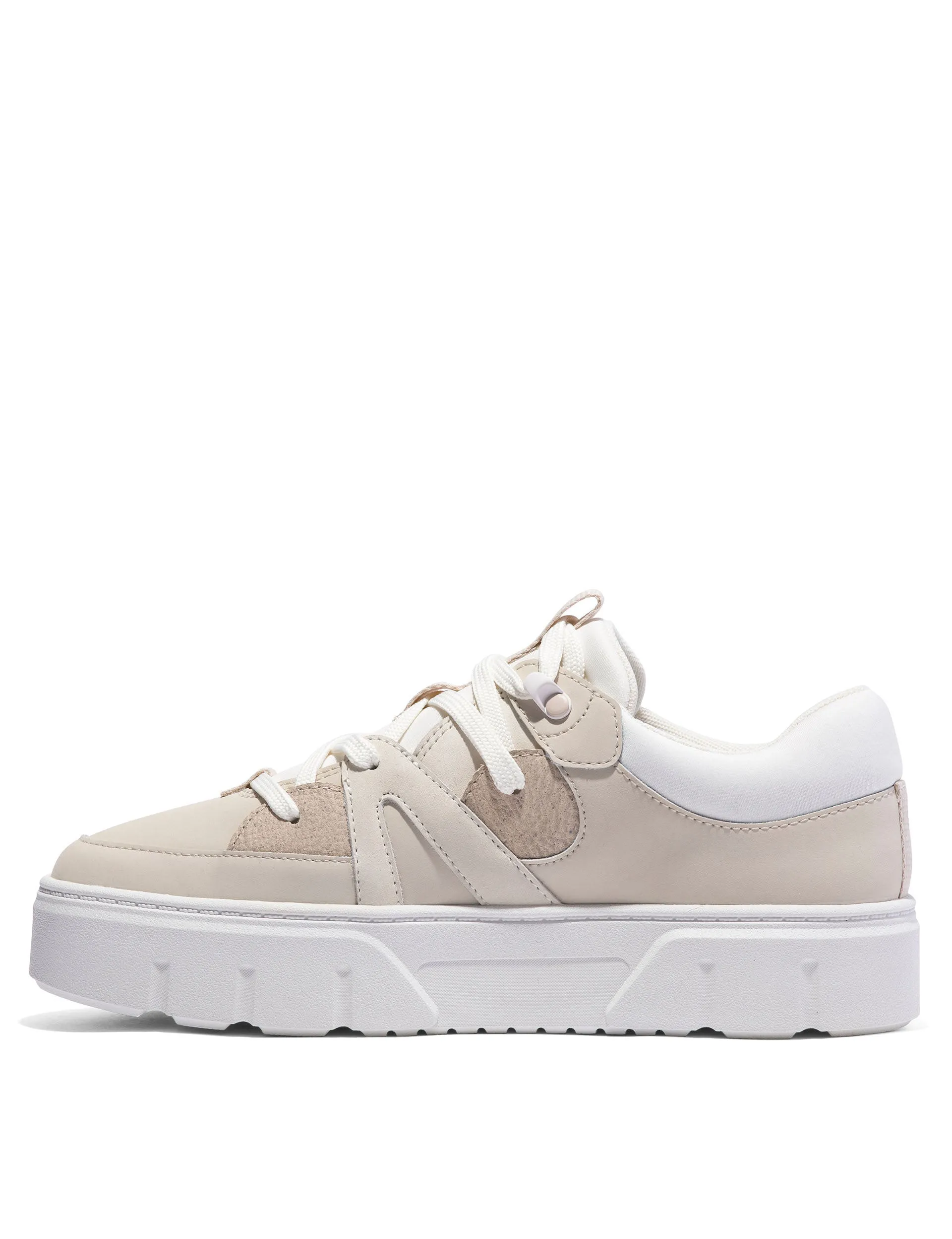 Laurel Court Lace-Up Low Trainer - Beige