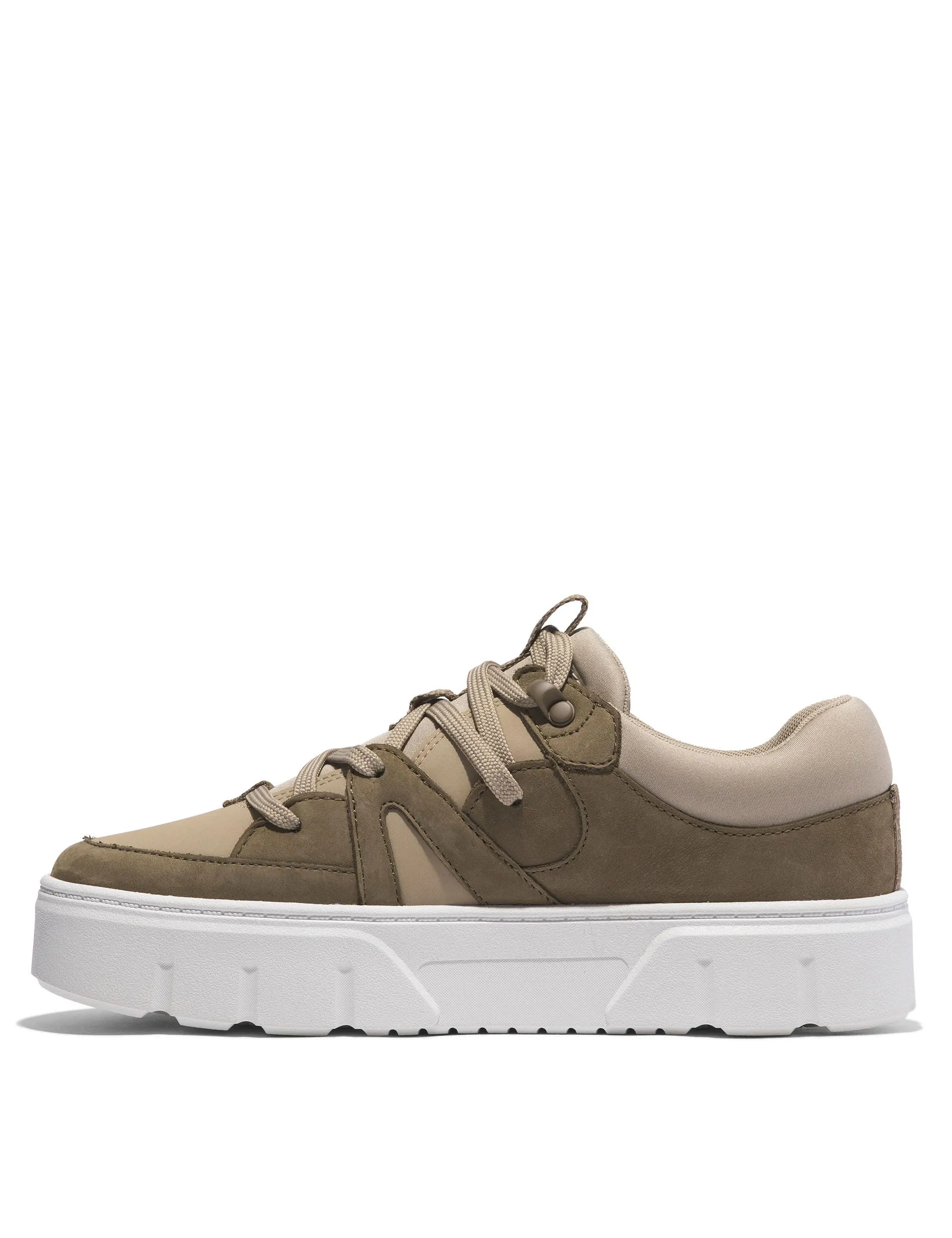 Laurel Court Lace-Up Low Trainer - Olive