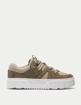 Laurel Court Lace-Up Low Trainer - Olive