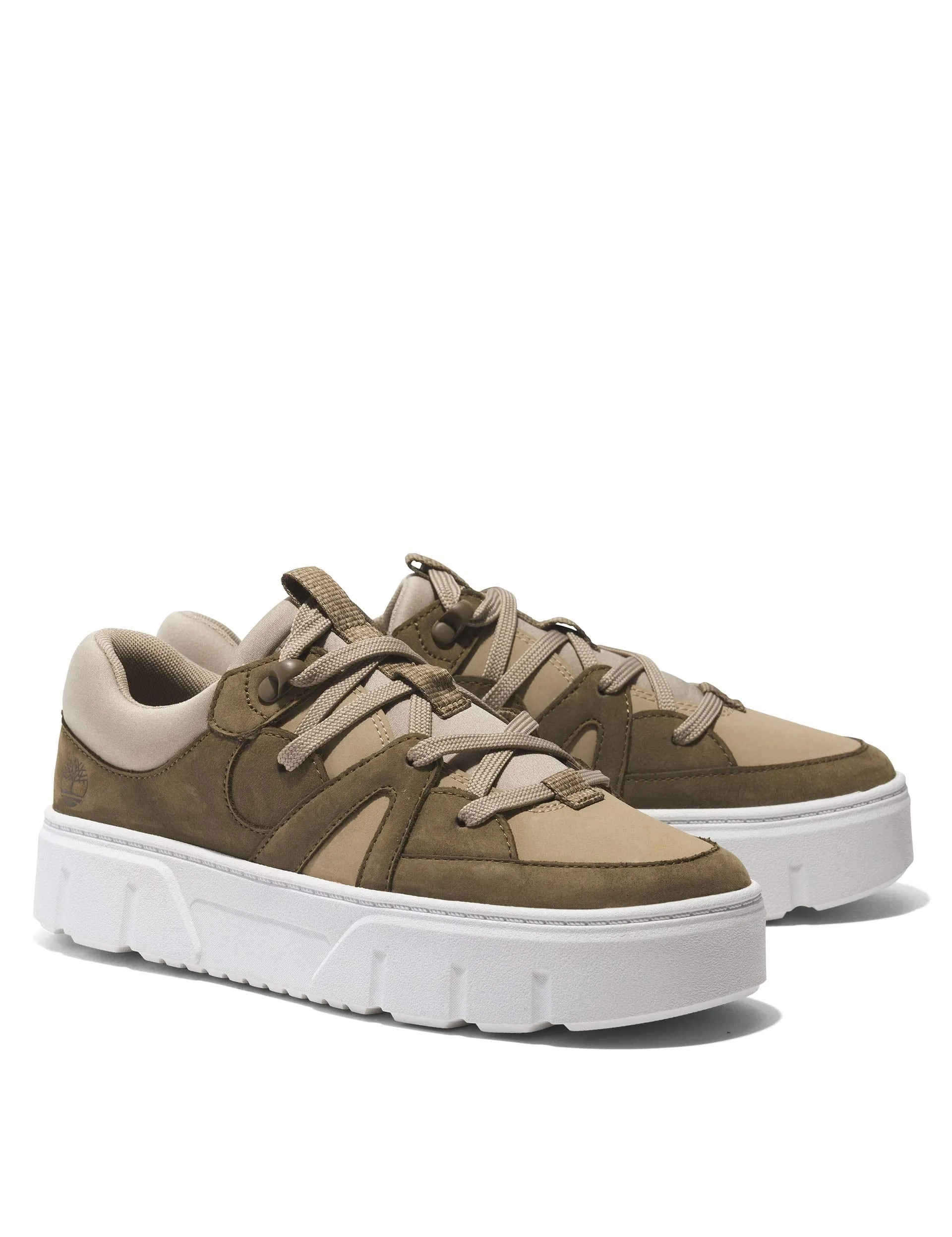 Laurel Court Lace-Up Low Trainer - Olive