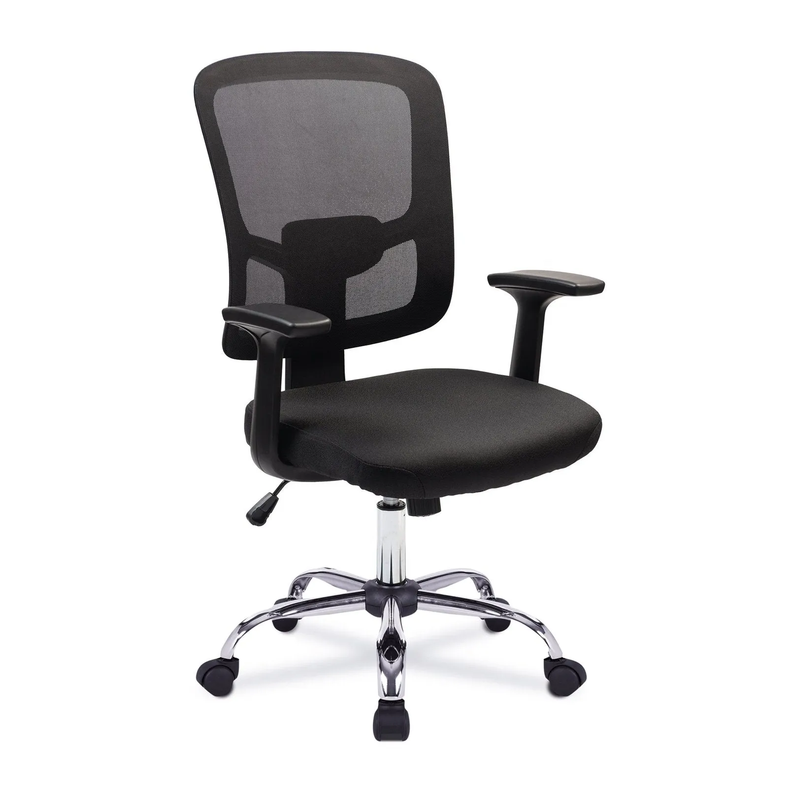 Medium Back Mesh Armchair with Black Frame and Chrome Base