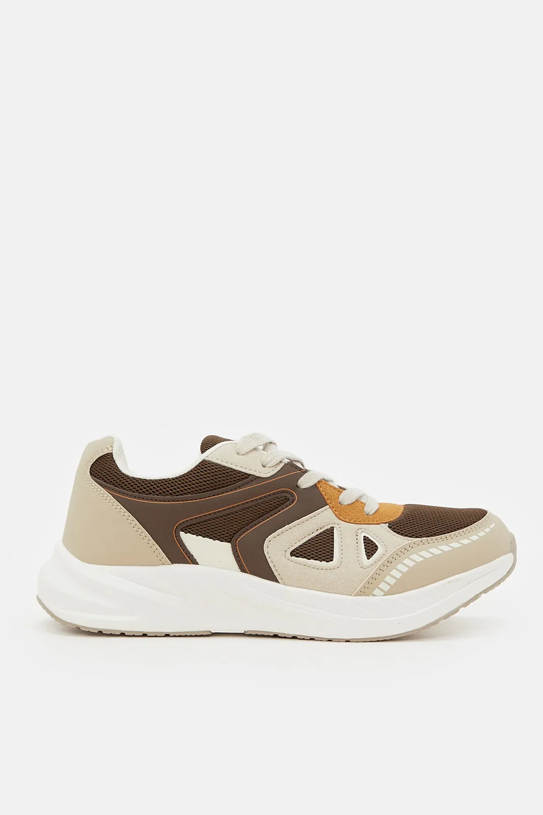 Men Beige Color Block Chunky Trainer