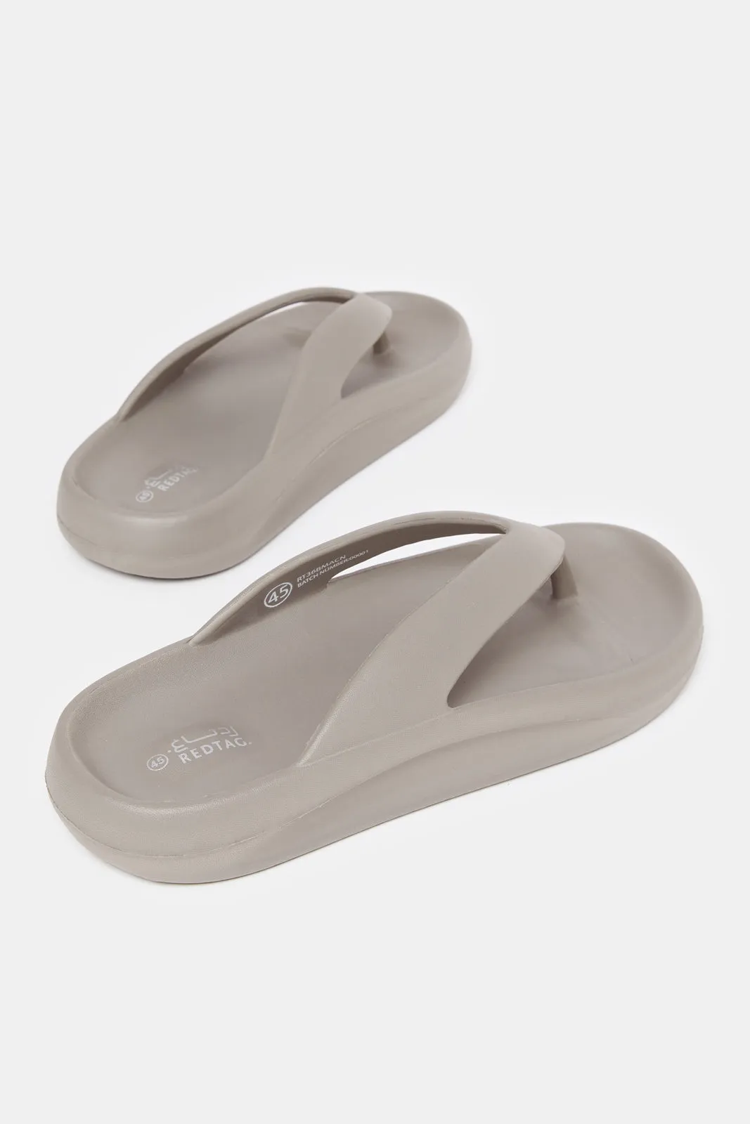 Men Taupe Molded Toe Slippers