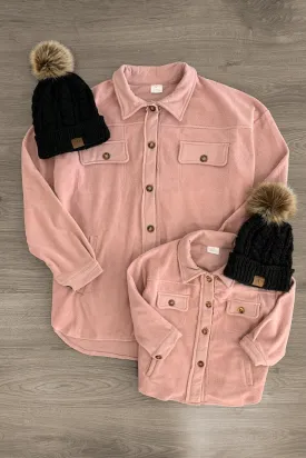 Mom & Me - Blush Pink Fleece Shacket