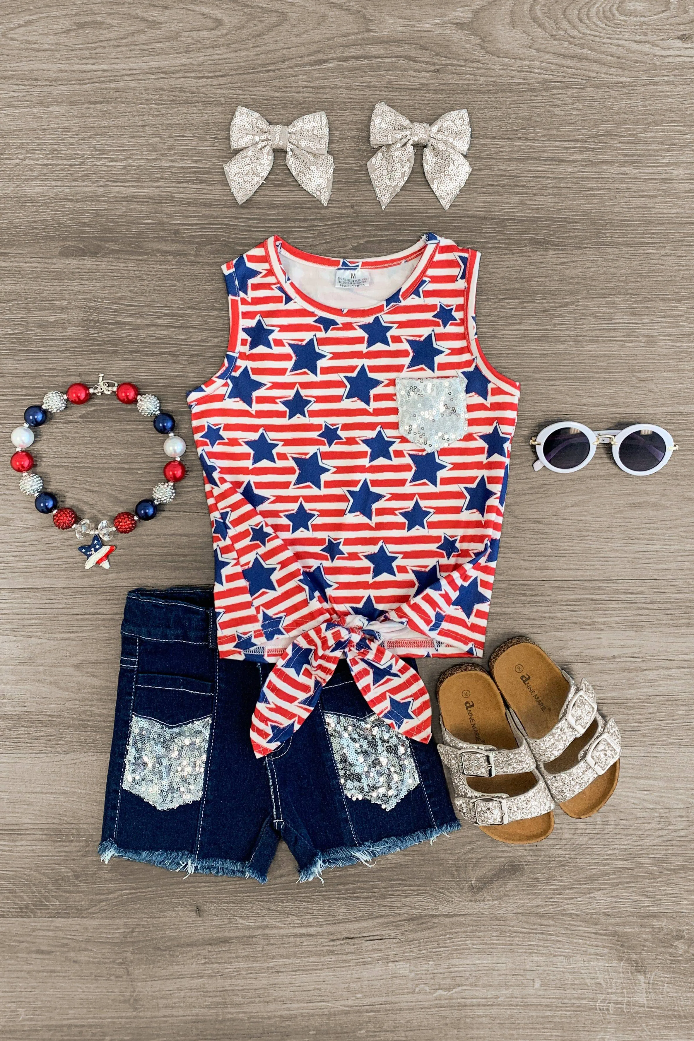 Oh My Stars Patriotic Sequins Short Set