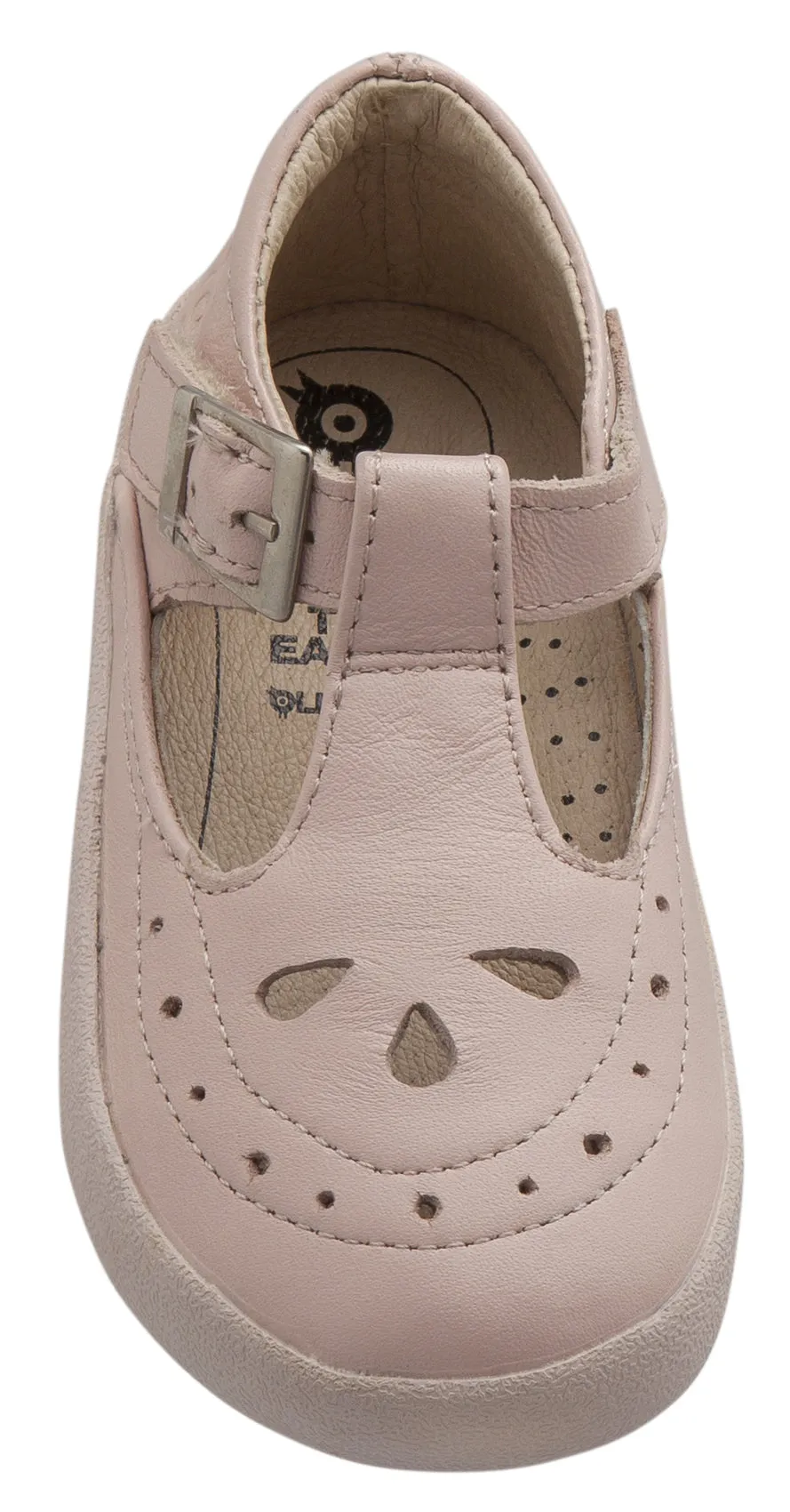 Old Soles Girl's 5011 Royal Shoe Premium Leather T-Strap Sneaker Shoe, Powder Pink / Pink Sole