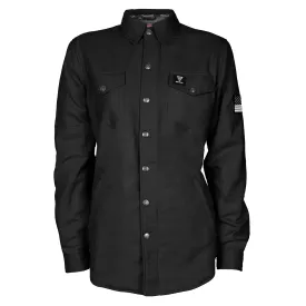 Protective Flannel Shirt for Women - Black Solid with Pads