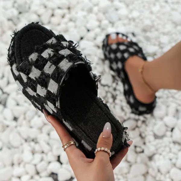 Purpdrank - Black Casual Patchwork Round Comfortable Wedges Shoes