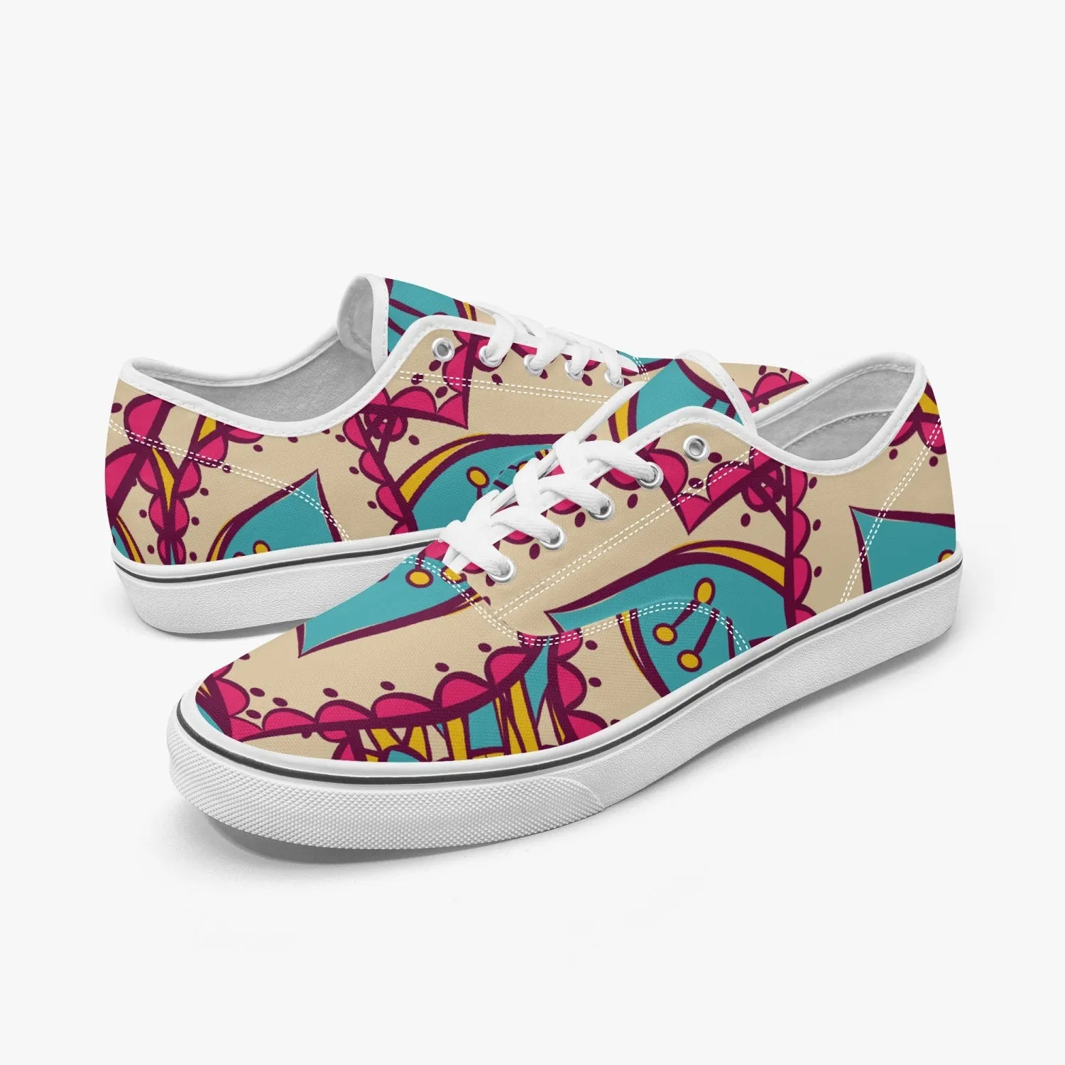 Roads to India - women sneakers with mandala art - Black/white