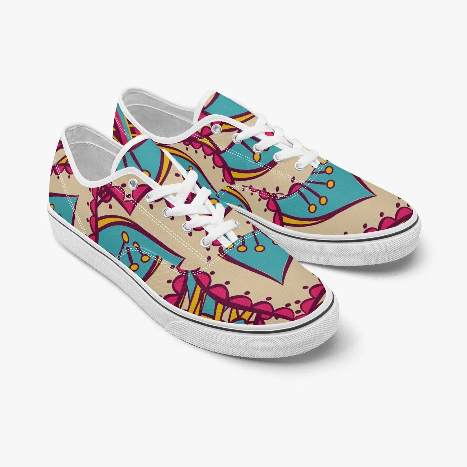 Roads to India - women sneakers with mandala art - Black/white