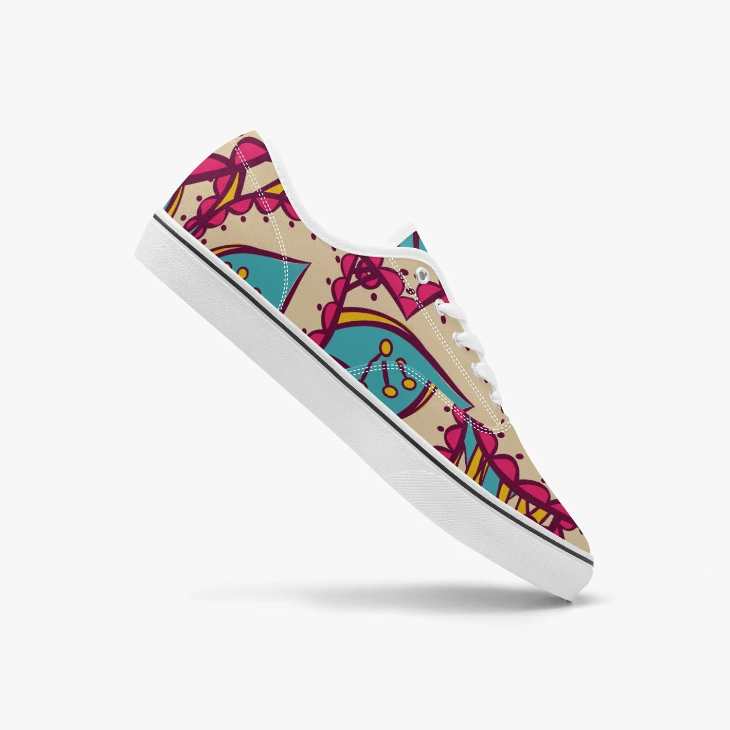 Roads to India - women sneakers with mandala art - Black/white