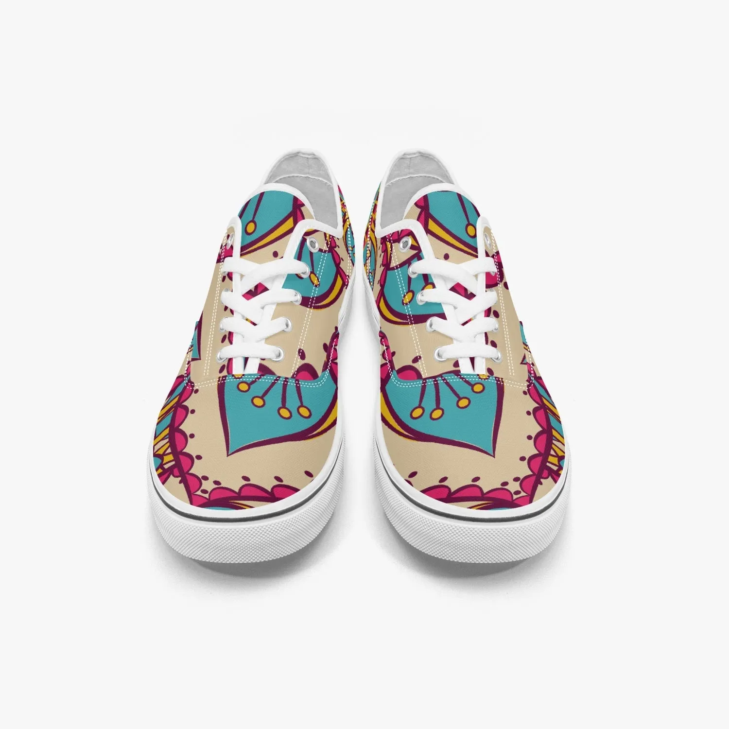 Roads to India - women sneakers with mandala art - Black/white