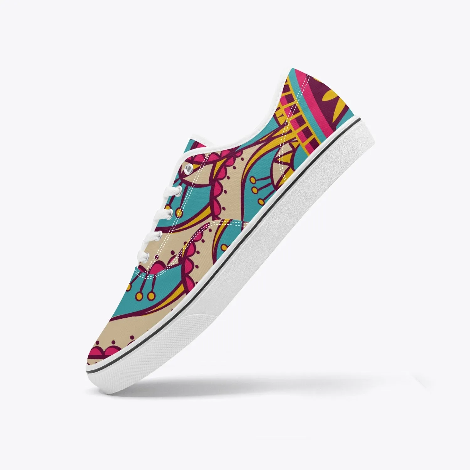 Roads to India - women sneakers with mandala art - Black/white