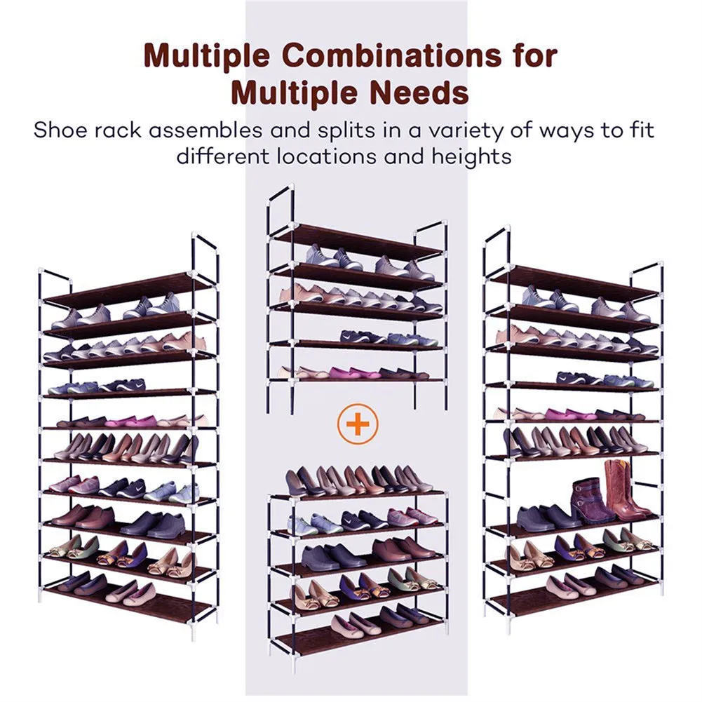 RONSHIN 100cm 10 Tiers Shoe Rack Super Wide Extra Large Simple Assembly Shoe Shelf