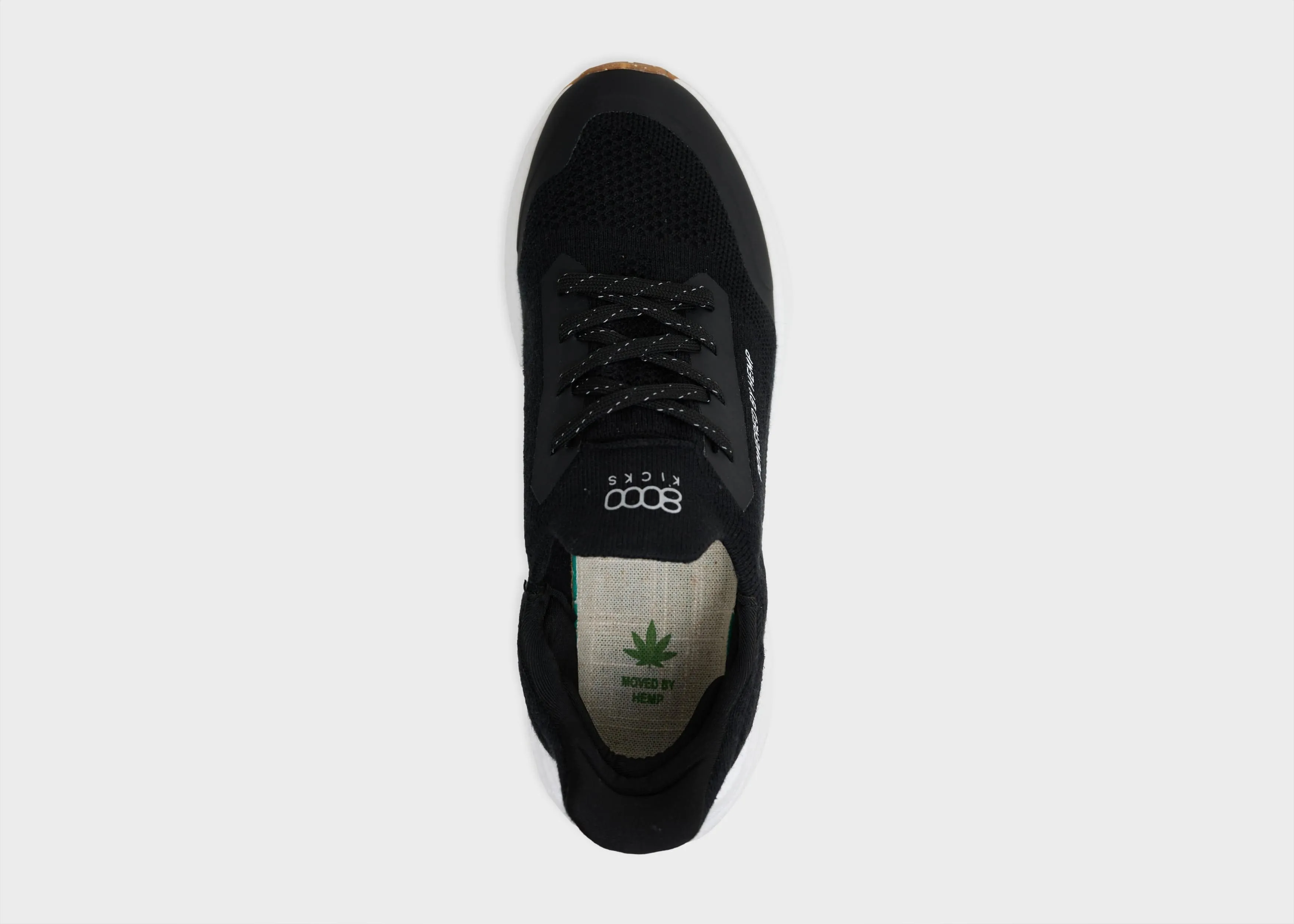 Runners Women's Hemp Leather Trainers | Black & White