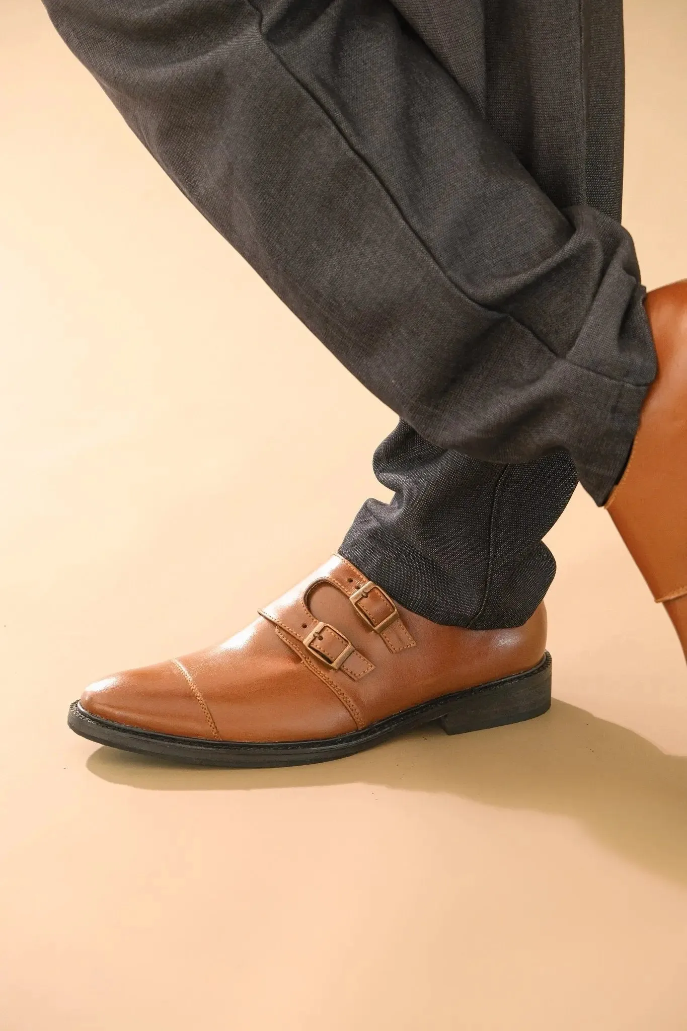 SANTIAGO Double Monkstrap Oxford - Tan