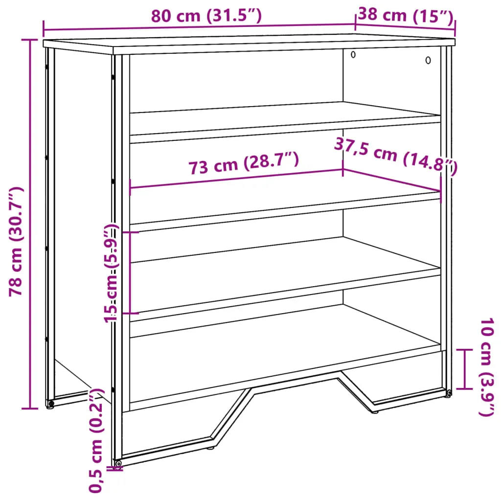 Shoe Cabinet Smoked Oak 80x38x78 cm Engineered Wood