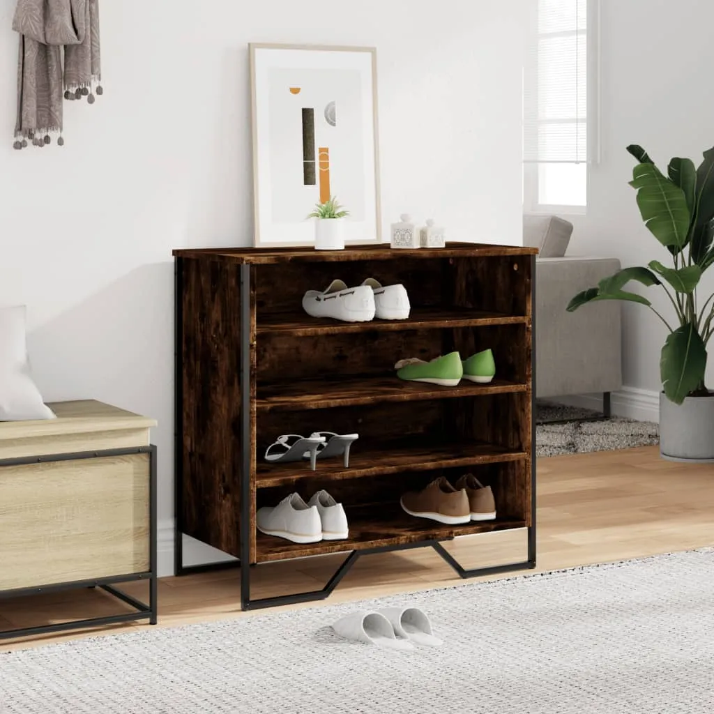 Shoe Cabinet Smoked Oak 80x38x78 cm Engineered Wood