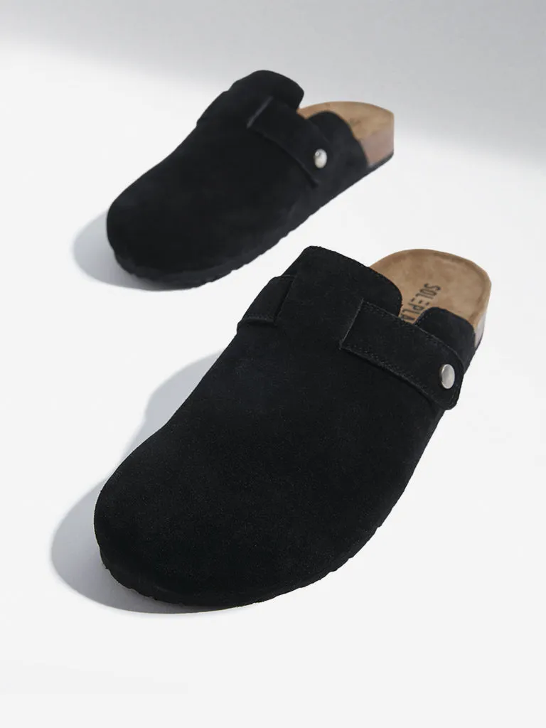 SOLEPLAY Black Slip-On Leather Sandals