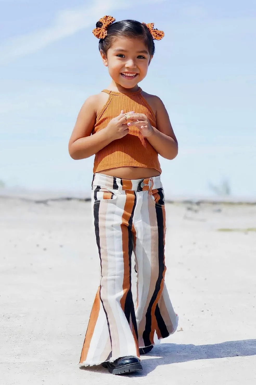 Striped Denim Bell Bottoms