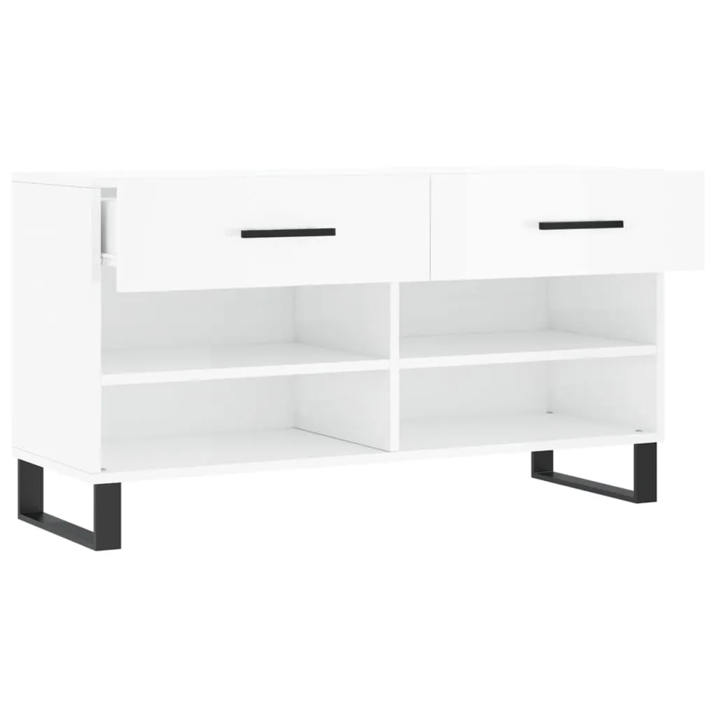 vidaXL Shoe Bench High Gloss White 102x35x55 cm Engineered Wood