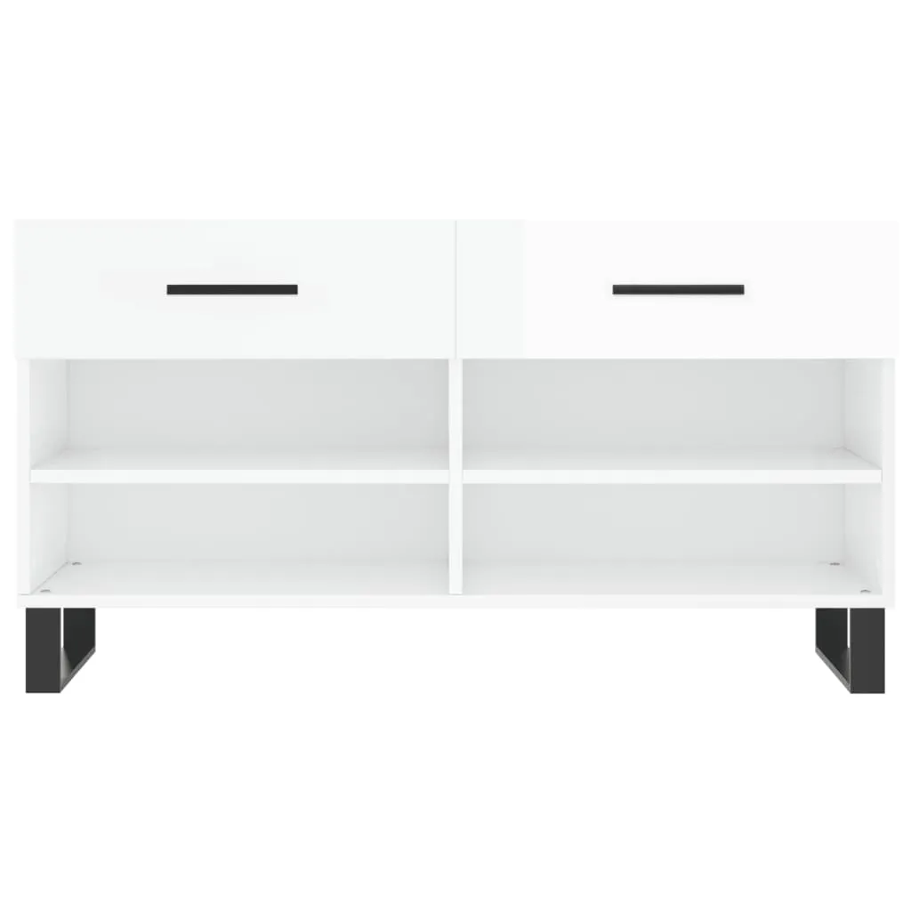 vidaXL Shoe Bench High Gloss White 102x35x55 cm Engineered Wood