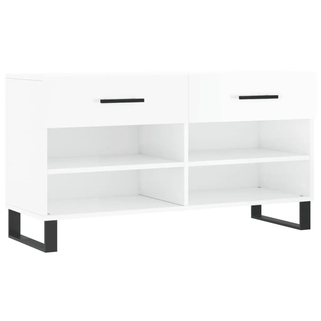 vidaXL Shoe Bench High Gloss White 102x35x55 cm Engineered Wood