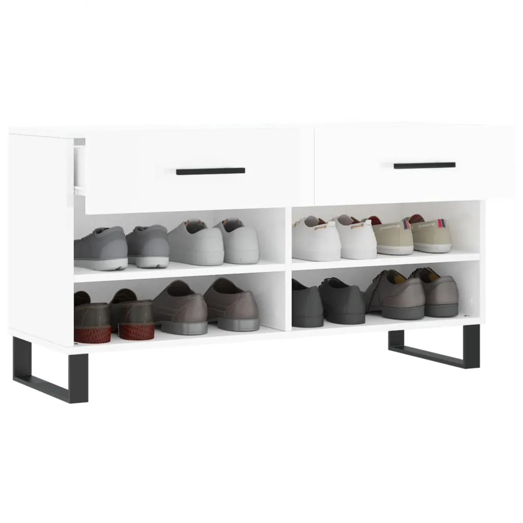 vidaXL Shoe Bench High Gloss White 102x35x55 cm Engineered Wood