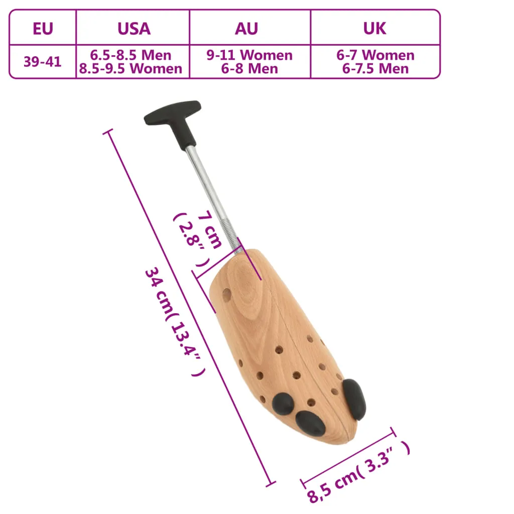 vidaXL Shoe Stretcher EU 39-41 Solid Wood Beech