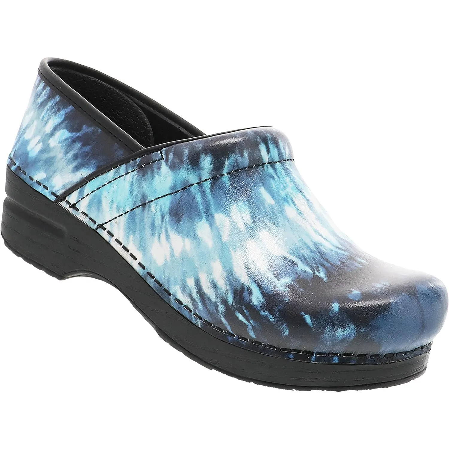 Women's Dansko Professional Clog Blue Tie Dye Leather